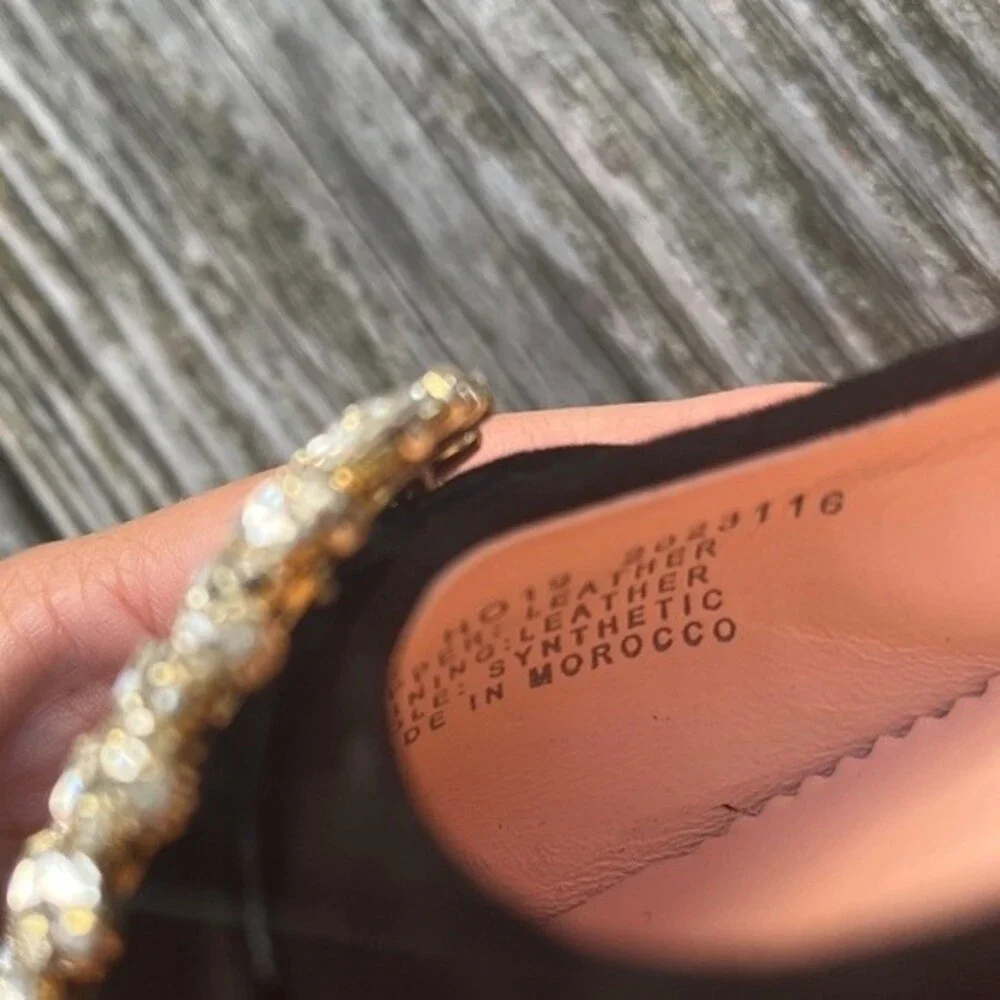 J.Crew Pointed Toe Suede Flats with Crystal Buckle Details in Black 7 NWOB